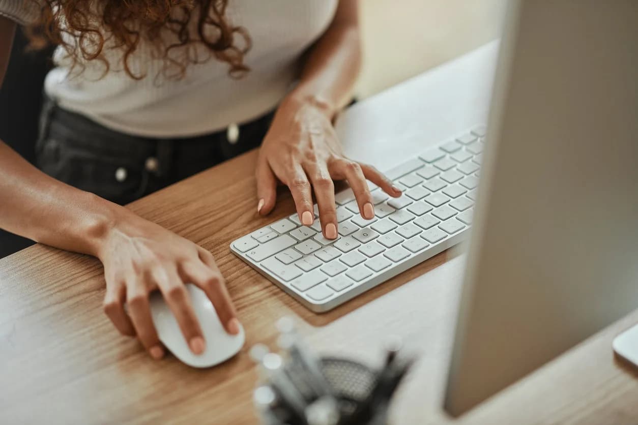 Woman engaging with an online clickwrap agreement